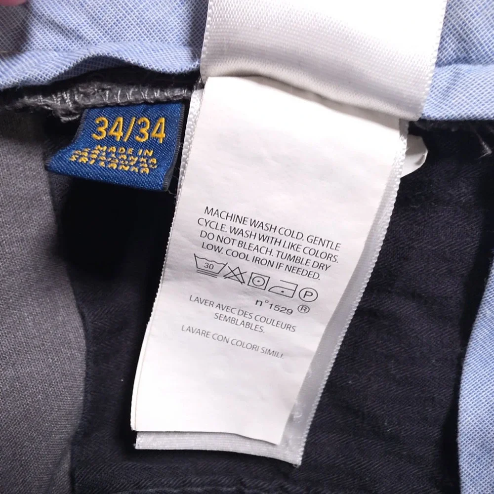 Polo Ralph Lauren Slim Fit Chino Pants Mens 34x34 Gray Flat Front Preppy